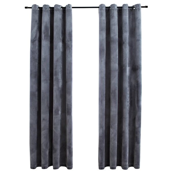 vidaXL Rideaux occultants et anneaux 2Pièces Velours Anthracite 140x245cm