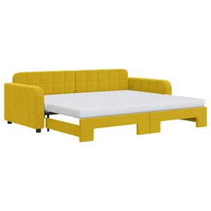 vidaXL Lit de jour avec gigogne et matelas jaune 90x200 cm velours