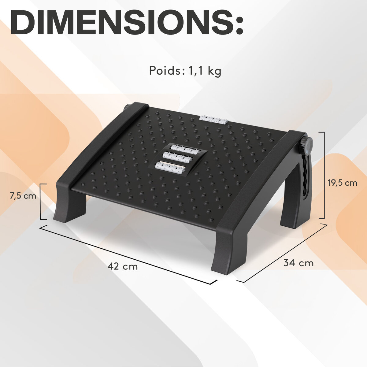 UNILUX Confort Massant Repose Pied Bureau Ergonomique Fonctionnel Incliné Avec Surface Massante