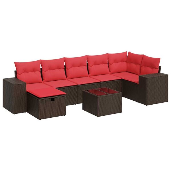 vidaXL Salon de jardin 8 Pièces avec coussins marron résine tressée