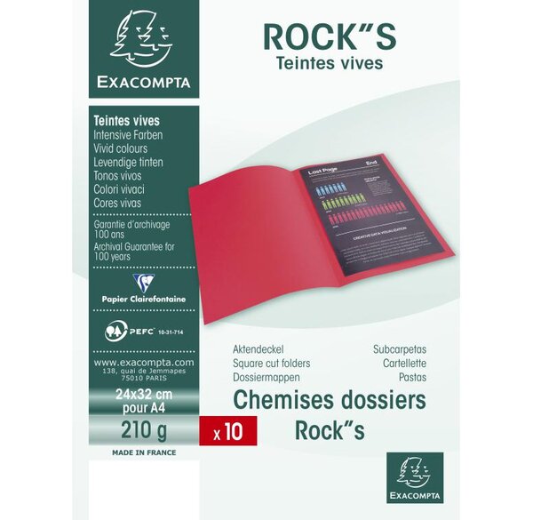 Paquet de 10 chemises ROCK'S 220 turquoise x 10 EXACOMPTA