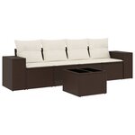 vidaXL Salon de jardin avec coussins 5 Pièces marron résine tressée