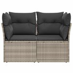 vidaXL Canapé de jardin 2 places et coussins gris clair résine tressée