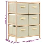 vidaXL Étagère de rangement 6 paniers Tissu Bois de cèdre Beige