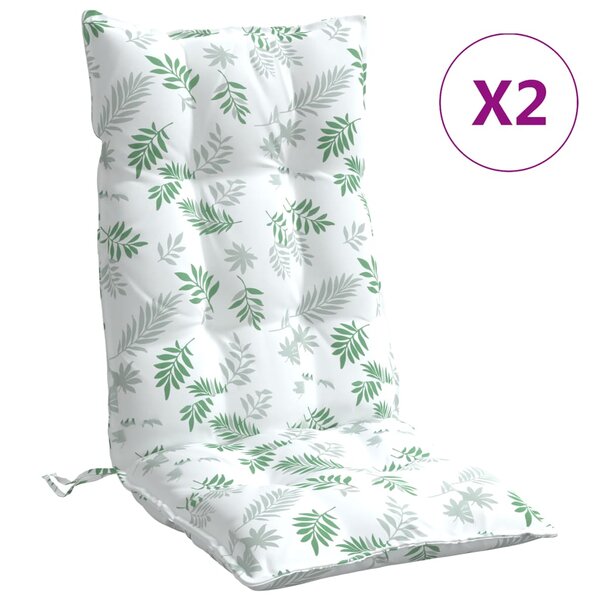 vidaXL Coussins de chaise à dossier haut lot de 2 modèle de feuille