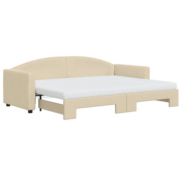 vidaXL Lit de jour avec gigogne et matelas crème 80x200 cm tissu