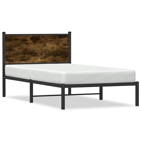 vidaXL Cadre de lit en métal sans matelas chêne fumé 100x200 cm