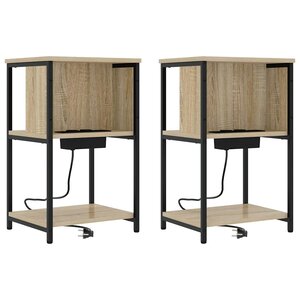 vidaXL Cabinet de chevet 2 Pièces Chêne sonoma 38 x 31 x 61 cm