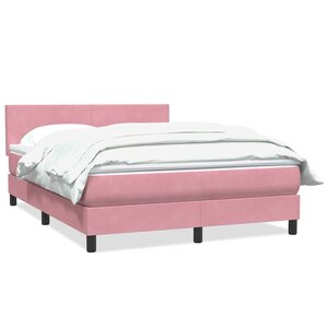 vidaXL Sommier à lattes de lit avec matelas rose 140x210 cm velours