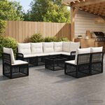 vidaXL Ensemble de canapé de jardin 9 pc Noir polyrotin