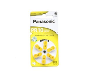 6 piles pour appareil auditif Panasonic Zinc-Air 0% PR10 Mercury/Hg- Jaune PANASONIC