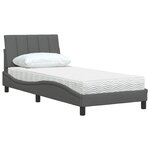 vidaXL Lit avec matelas gris foncé 90x190 cm tissu