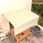 vidaXL Auvent manuel rétractable avec store 4x3 m Crème
