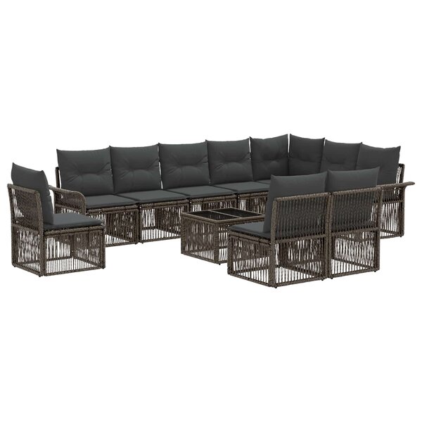 vidaXL Ensemble de canapé de jardin 11 pc Gris polyrotin