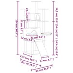 vidaXL Arbre à chat avec griffoirs en sisal Crème 154 cm