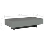 vidaXL Table basse Gris brillant 115x55x31 cm MDF