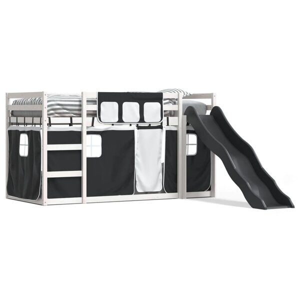 vidaXL Lit superposé sans matelas avec toboggan blanc noir 80x200 cm