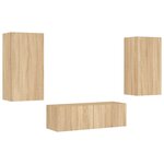 vidaXL Meuble TV muraux 3 Pièces avec lumières LED chêne sonoma
