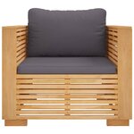 vidaXL Fauteuil de jardin avec coussins gris foncé Bois de teck massif