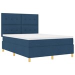 vidaXL Lit à ressort LED avec matelas Bleu 140 x 200 cm tissu