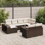 vidaXL Salon de jardin et coussins 11 Pièces marron résine tressée