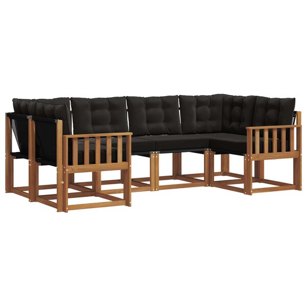 vidaXL Ensemble de canapés d'extérieur 6 Pièces Naturel et noir