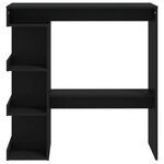 vidaXL Table de bar avec étagère de rangement Noir Bois d'ingénierie