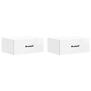vidaXL Cabinet de chevet mural 2 Pièces Blanc brillant 49 x 34 5 x 20 cm