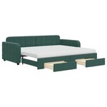vidaXL Lit de jour avec gigogne et tiroirs vert foncé 90x200cm velours