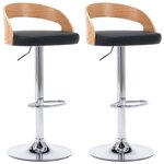 vidaXL Tabourets de bar lot de 2 noir similicuir et bois courbé