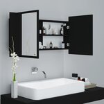 vidaXL Armoire à miroir de salle de bain LED Noir 90x12x45 Acrylique
