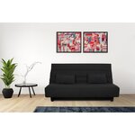 Banquette Clic clac 2 places REVEUR - Tissu noir - Matelas DUNLOPILLO - Couchage 188 x 128 cm