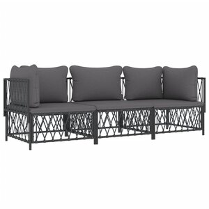 Salon de jardin meuble d'extérieur ensemble de mobilier avec coussins 3 pièces anthracite acier 02_0018289