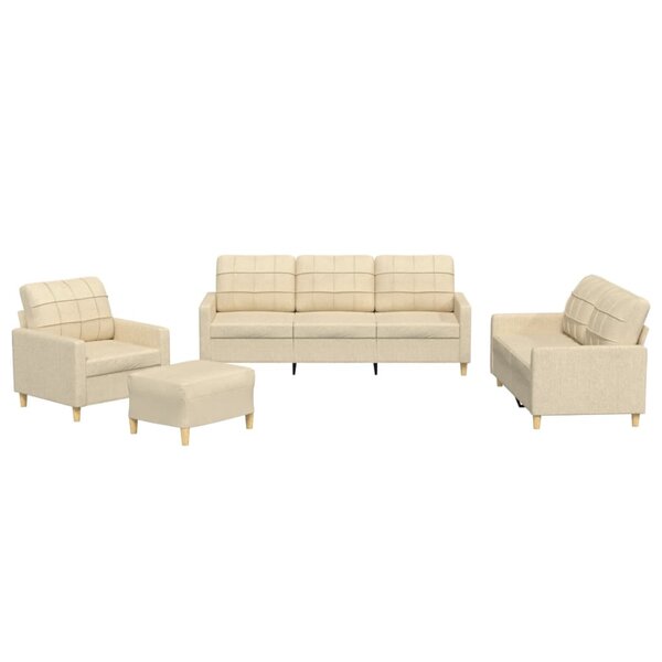 vidaXL Ensemble de canapés 4 Pièces avec coussins Crème Tissu