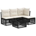 vidaXL Ensemble de canapé de jardin 5 pc Noir polyrotin