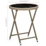 vidaXL Table à thé Beige 60 cm Résine tressée et verre trempé