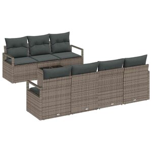 vidaXL Ensemble de Canapés avec coussin 8 Pièces Gris polyrotin