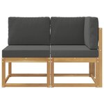 vidaXL Canapé d’extérieur milieu et coin avec coussin 2 Pièce Blanc