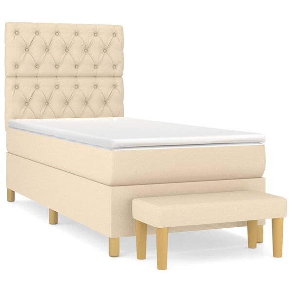 vidaXL Sommier à lattes de lit avec matelas Crème 80x200 cm Tissu