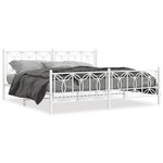 vidaXL Cadre de lit métal avec tête de lit/pied de lit blanc 200x200cm