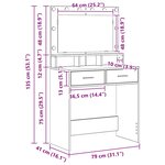 vidaXL Coiffeuse avec tiroir Blanc 79 x 41 x 135 cm Bois d'ingénierie