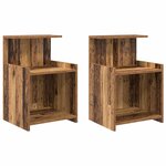 vidaXL Tables de chevet - Lot de 2 - Bois ancien - 40 x 35 x 60 cm - Bois composite