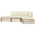 vidaXL Salon de jardin 4 Pièces avec coussins blanc crème bambou