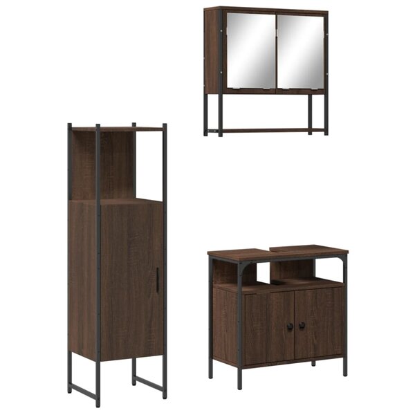 vidaXL Ensemble de meubles de salle de bain 3 Pièces Chêne marron