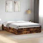 vidaXL Cadre de lit sans matelas chêne fumé 150x200 cm