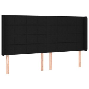 vidaXL Tête de lit avec oreilles Noir 203x16x118/128 cm Tissu