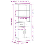 vidaXL Buffet haut Blanc 69 5x34x180 cm Bois d'ingénierie