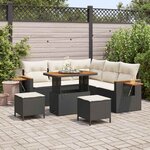 vidaXL Ensemble de canapé de jardin avec coussin 8 Pièces Noir Poly rotin