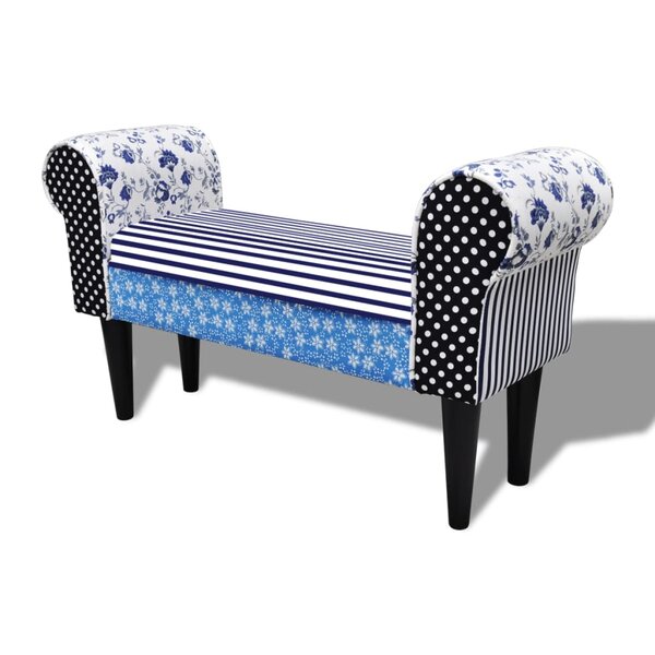 Banc banquette design avec patchwork bleu et blanc 02_0010995