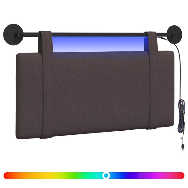 vidaXL Tête de lit suspendue Marron foncé Tissu